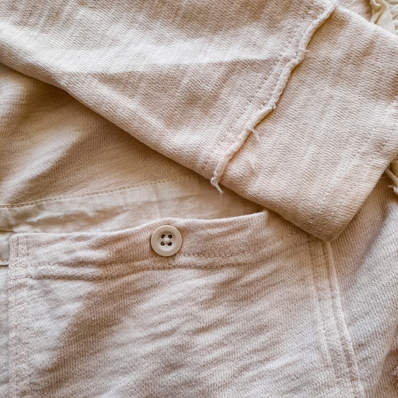 Eddie Bauer Beige Long Cardigan Cotton ruffle raw hem medium - Picture 4 of 7